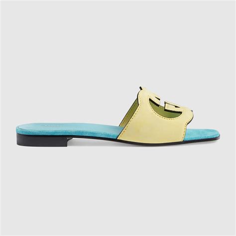 gucci blue slides|gucci gg cut out slides.